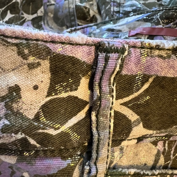 Pilcro The Wanderer Camo Multicolor Jeans Green Cream Purple Metallic Size 32T - Picture 11 of 16